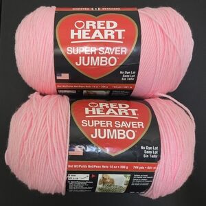Red Heart Super Saver Jumbo Yarn in Petal Pink 14 Oz Ea